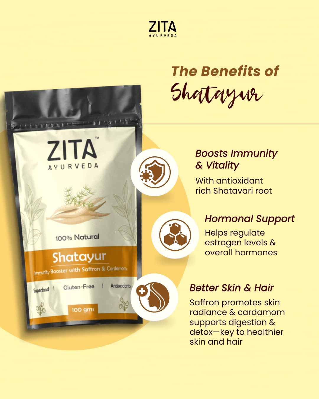 Zita Ayurveda Shatayur – Immunity Booster with Saffron & Cardamom - 100 gms