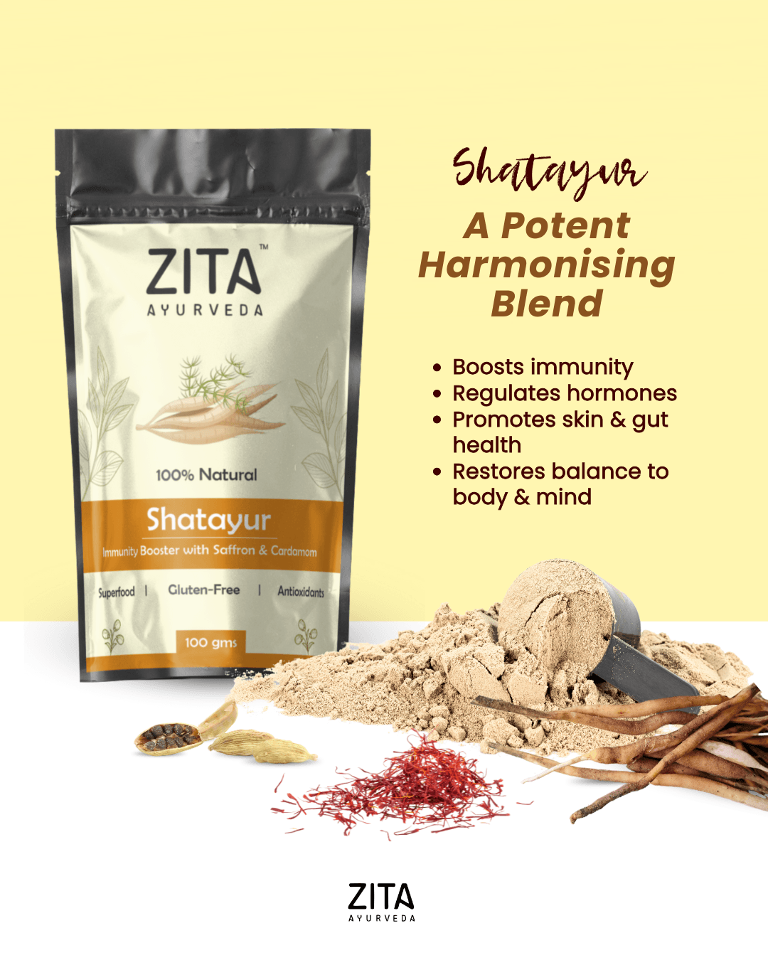 Zita Ayurveda Shatayur – Immunity Booster with Saffron & Cardamom - 100 gms