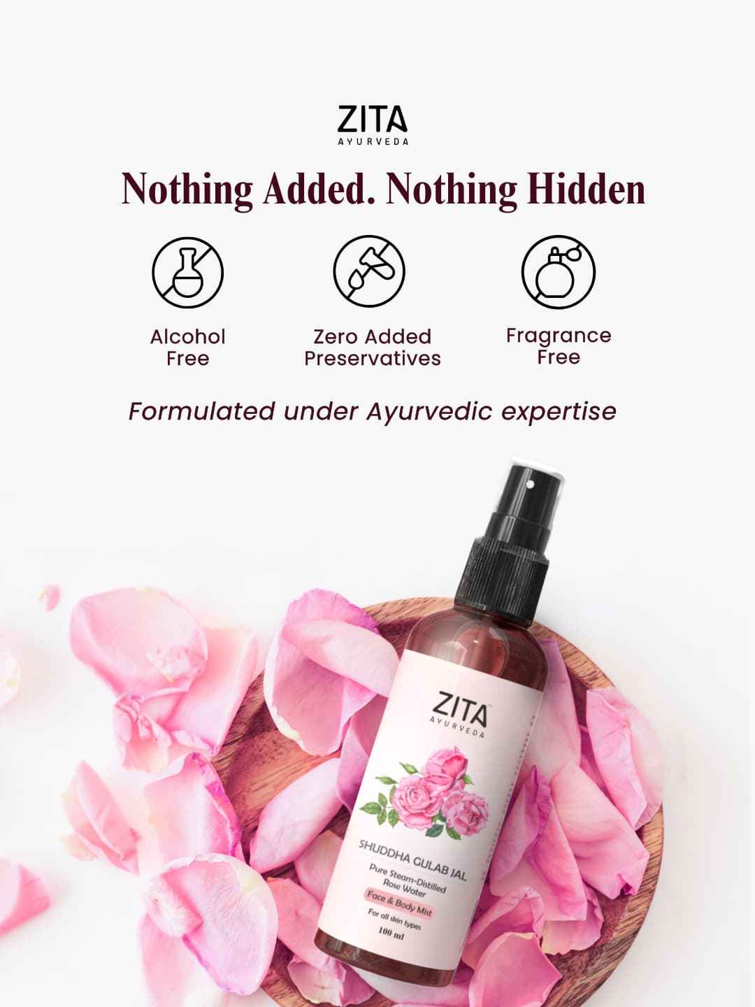 Zita Ayurveda Gulab Jal Mist - Shuddha Face & Body Mist - 100ml