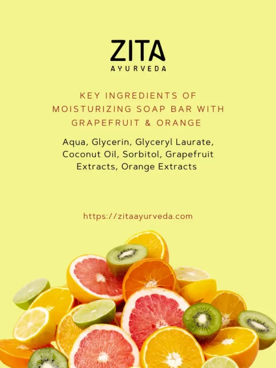 Zita Ayurveda Moisturizing Soap Bar With Grapefruit & Orange - 100 gms