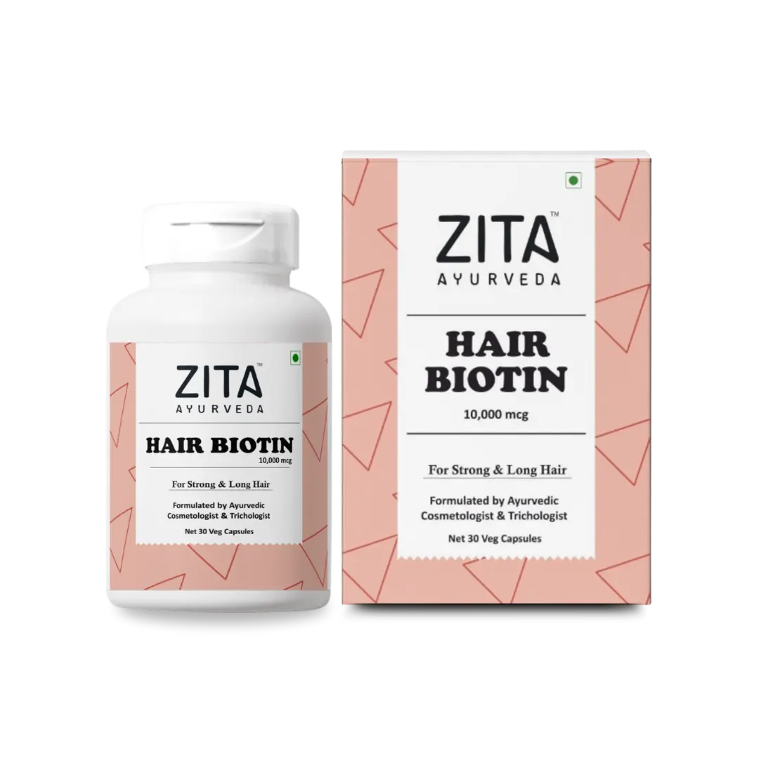 Zita Ayurveda Hair Biotin for Strong & Long Hair - 30 Veg Capsules
