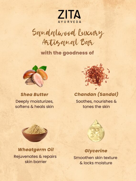 Zita Ayurveda Sandaluxe Serenity Sandalwood Luxury Artisan Soap Bar