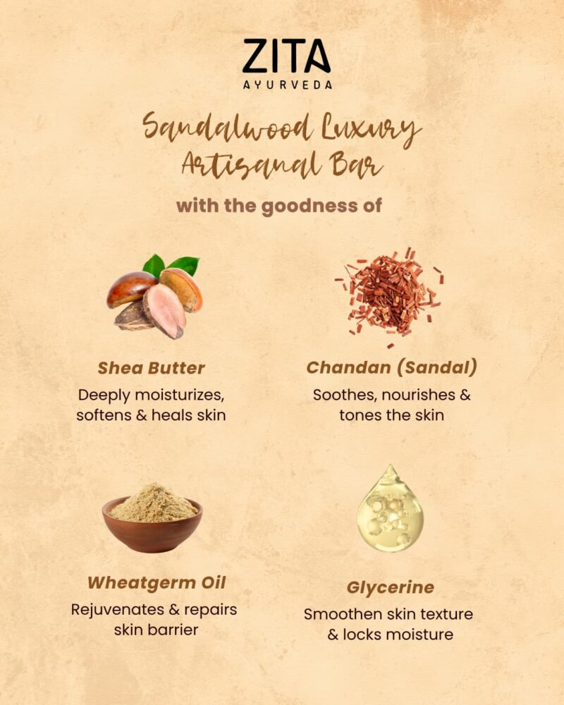 Zita Ayurveda Sandaluxe Serenity Sandalwood Luxury Artisan Soap Bar